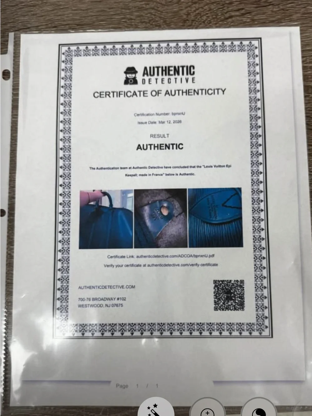 Louis Vuitton Epi Leather Duffel Bag with Certificate of Authenticity
